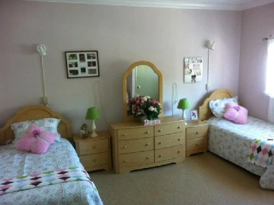 Twin-bed room shown in the Lakeview Lodge photo gallery